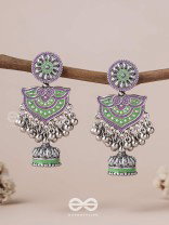 The Forest Lake- Enamelled Oxidised Earrings