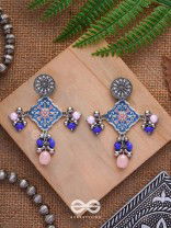 The Sky Blooms - Enamelled Oxidised Earrings