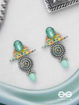 The Warm Shades - Stone Enamelled Oxidised Earrings