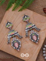 The Birds' Haven - Stone Enamelled Oxidised Earrings