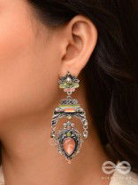 The Birds' Haven - Stone Enamelled Oxidised Earrings