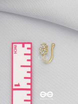 The Embedded Flower - Golden Cubic Zirconia NoseRing (NON-PIERCING)