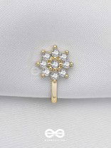 The Embedded Flower - Golden Cubic Zirconia NoseRing (NON-PIERCING)