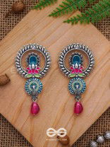 The Peacock Nelumbos - Enamelled Oxidised Earrings