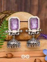 The Divine Midnight - Stone Enamelled Oxidised Earrings