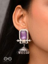 The Divine Midnight - Stone Enamelled Oxidised Earrings