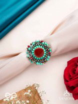 Sthavi - The Plum Vine - Stone And Beads Hand Embroidered Ring