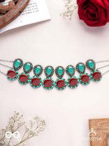 Palash - The Green Serenade - Stones And Beads Hand Embroidered Choker Neckpiece