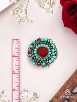 Sushaman - The Calming Greens - Beaded Hand Embroidered Earrings