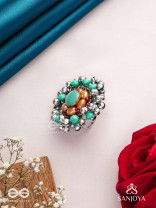 Virutya - The Humming Colours - Stone And Beads Hand Embroidered Ring