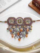 Adrikila - The Earth-Bound - Resham, Dabka And Glass Drops Hand Embroidered Oxidised Choker Neckpiece