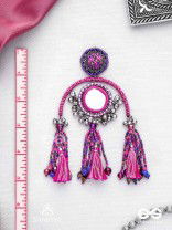 Madhurya - The Charismatic Mirrors - Mirrors, Beads And Resham Hand Embroidered Oxidised Earrings