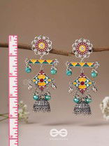 The Calming Hues - Enamelled Oxidised Earrings