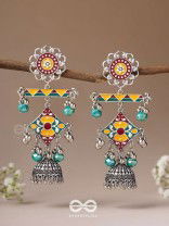 The Calming Hues - Enamelled Oxidised Earrings