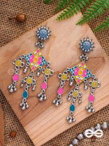 The Sunset Landscape - Enamelled Oxidised Earrings