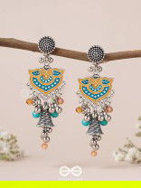 The Sunset Bells - Enamelled Oxidised Earrings