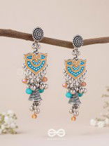 The Sunset Bells - Enamelled Oxidised Earrings