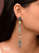 The Jade Jingles - Enamelled Oxidised Long Jhumkis