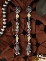 The Jade Jingles - Enamelled Oxidised Long Jhumkis