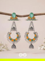 The Sage Swirls - Stone Enamelled Oxidised Earrings