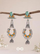 The Sage Swirls - Stone Enamelled Oxidised Earrings