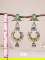 The Sage Swirls - Stone Enamelled Oxidised Earrings