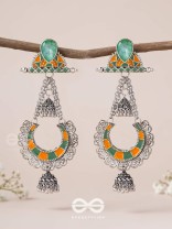 The Sage Swirls - Stone Enamelled Oxidised Earrings