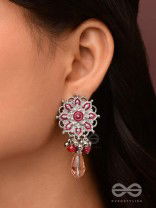 The Rosy Intricacy - Enamelled Oxidised Earrings