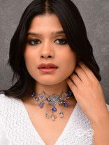 The Indigo Blush - Enamelled Oxidised Neckpiece