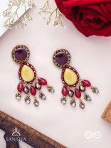 Vrind - The Creamy Berries - Beads, Glass Drops And Coins Hand Embroidered Oxidised Earrings