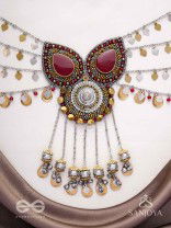 Sambhrit - The Mighty Chants - Beads And Coins Hand Embroidered Oxidised Neckpiece