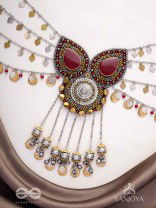 Sambhrit - The Mighty Chants - Beads And Coins Hand Embroidered Oxidised Neckpiece