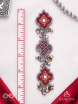 Yashas - The Maple Grandeur - Beads, Coins And Dabka Hand Embroidered Oxidised Earrings