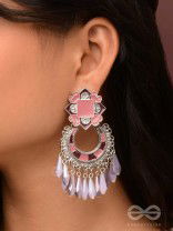 The Tender Lilac - Enamelled Oxidised Earrings