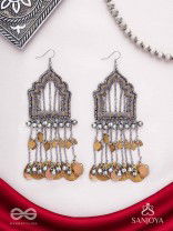 Shamvat - The Homey Tranquillity - Beads, Dabka And Coins Hand Embroidered Oxidised Earrings