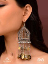 Shamvat - The Homey Tranquillity - Beads, Dabka And Coins Hand Embroidered Oxidised Earrings