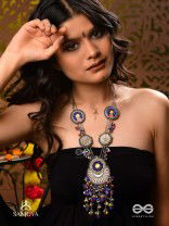 Kshanik - The Skyline Gala - Beads Hand Embroidered Enamelled Oxidised Neckpiece