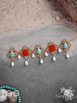 Palashabhyam - The Awakening Petals - Stones, Beads And Pearl Drops Hand Embroidered Choker Neckpiece