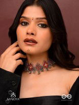 Sulohit - The Sangria Serenade - Beads And Dabka Hand Embroidered Choker Neckpiece