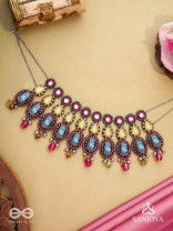 Shubhsanyut - The Blissful Downpour -  Stones, Beads And Coins Hand Embroidered Choker Neckpiece