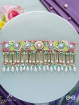 MANJUSUMANA - BEAUTIFUL BLOSSOM - BEADS, SEQUINS AND PEARL DROPS HAND EMBROIDERED CHOKER NECKPIECE