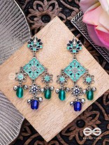 The Sea Calm - Enamelled Oxidised Earrings