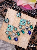 The Sea Calm - Enamelled Oxidised Earrings