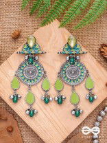 The Silky Meadows - Enamelled Oxidised Earrings