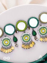 Manidarpan - The Musical Mirrors - Mirrors, Resham And Beads Hand Embroidered Enamelled Oxidised Choker Neckpiece