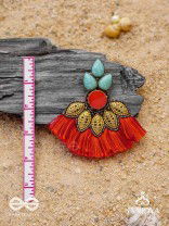Prachim - The Earthen Treasures - Stones, Beads And Resham Hand Embroidered Earrings