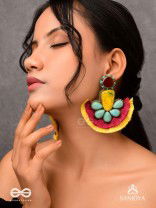 Suryatejas - The Sun-Kissed - Stones, Beads And Resham Hand Embroidered Earrings