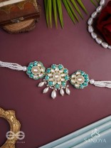 Maugdhya - The Treasured Innocence - Beads, Pearl Drops, Polki And Kundan Finished Hand Embroidered Choker Neckpiece