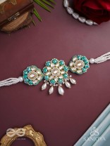 Maugdhya - The Treasured Innocence - Beads, Pearl Drops, Polki And Kundan Finished Hand Embroidered Choker Neckpiece