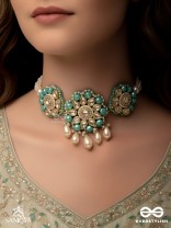 Maugdhya - The Treasured Innocence - Beads, Pearl Drops, Polki And Kundan Finished Hand Embroidered Choker Neckpiece